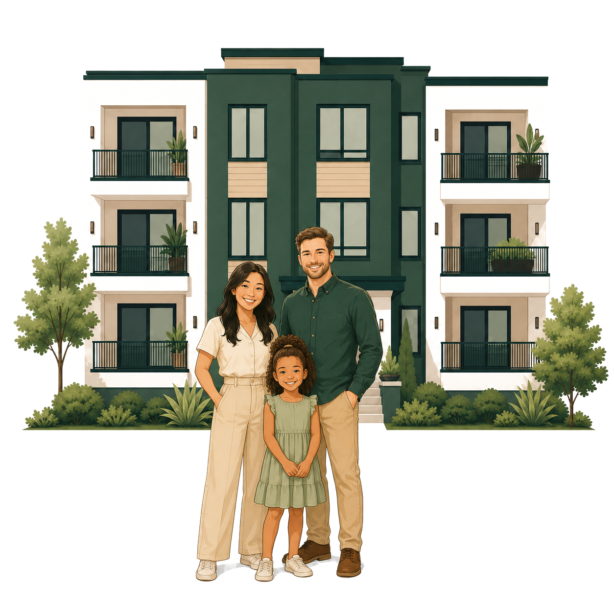 The Chen family in front of their 24-unit Atlanta multifamily