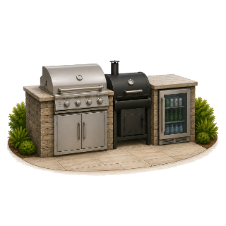 An outdoor kitchen and living area, a backyard upgrade that photographs better than anything indoors.